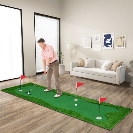 10 X 3.3 FT Golf Putting Green Practice Mat with 3 Holes