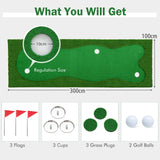 10 X 3.3 FT Golf Putting Green Practice Mat with 3 Holes