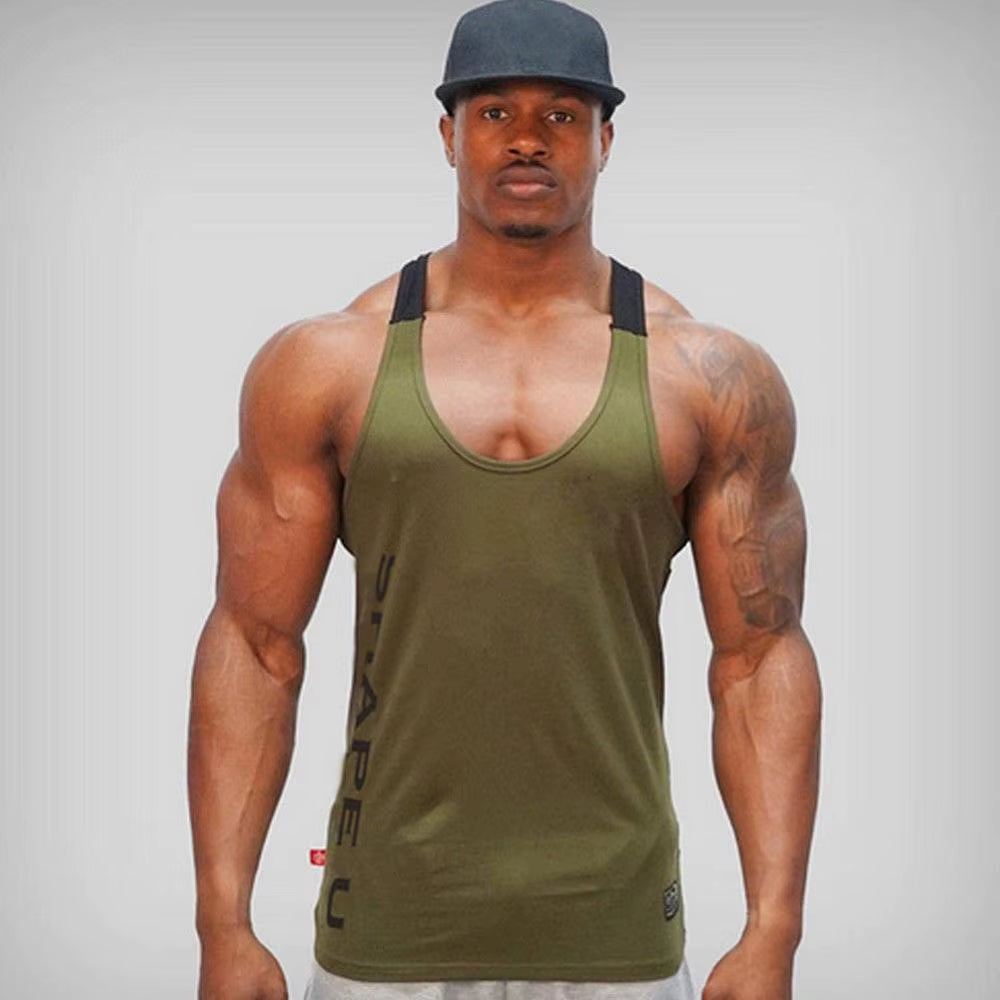 Summer New Hot Bodybuilding Fitness Singlets Muscle Vest for Men Tee Basketball Jersey Solid Gym Men Stringer Tank Tops