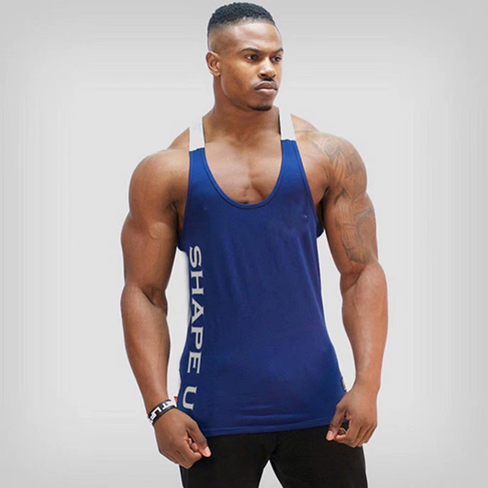 Summer New Hot Bodybuilding Fitness Singlets Muscle Vest for Men Tee Basketball Jersey Solid Gym Men Stringer Tank Tops