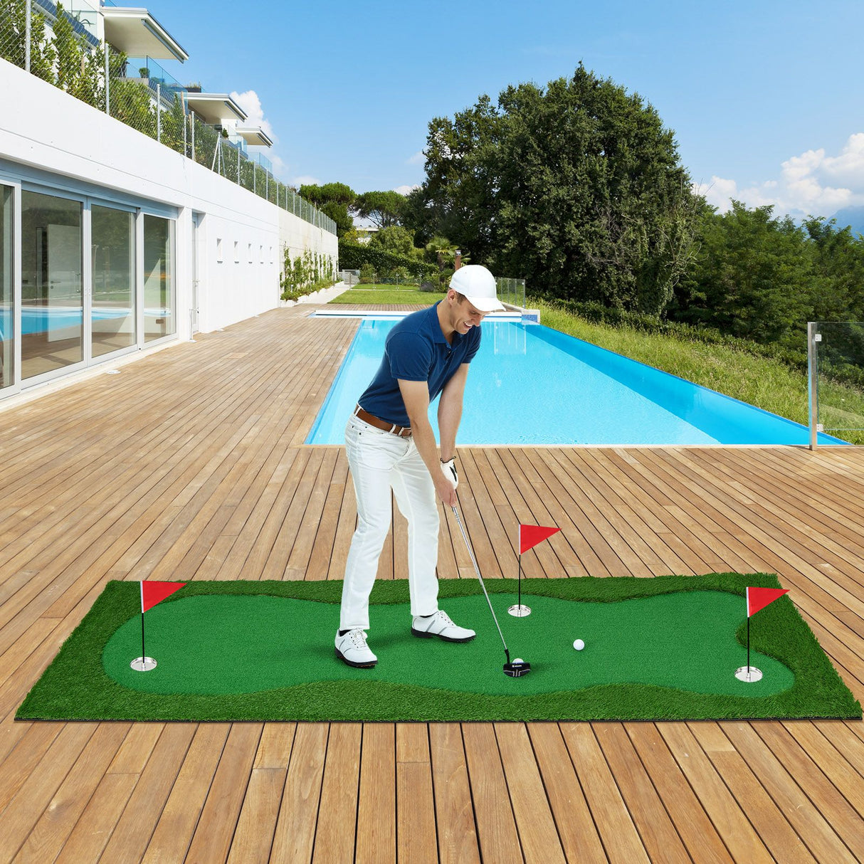 10 X 3.3 FT Golf Putting Green Practice Mat with 3 Holes