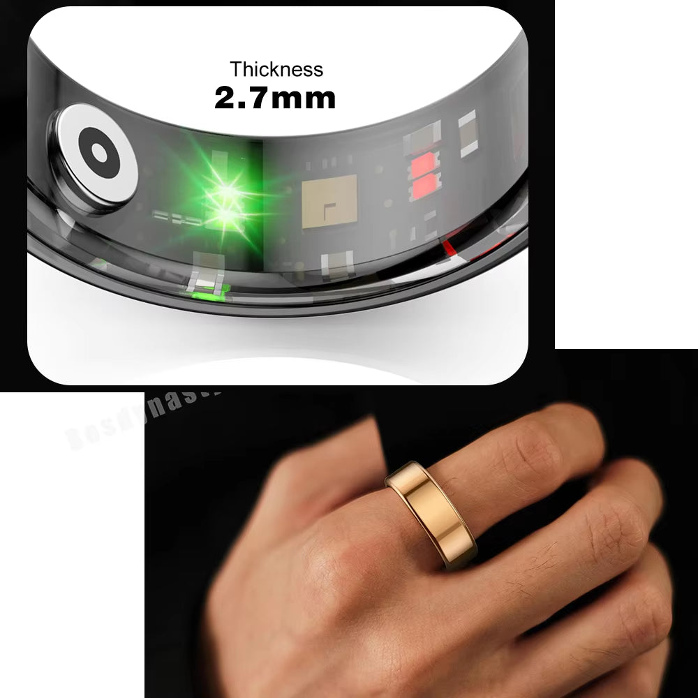 Smart Ring Multifunctional Step Health Tracker Heart Rate Blood Oxygen Monitor Waterproof Men Women Sleep Fitness R02