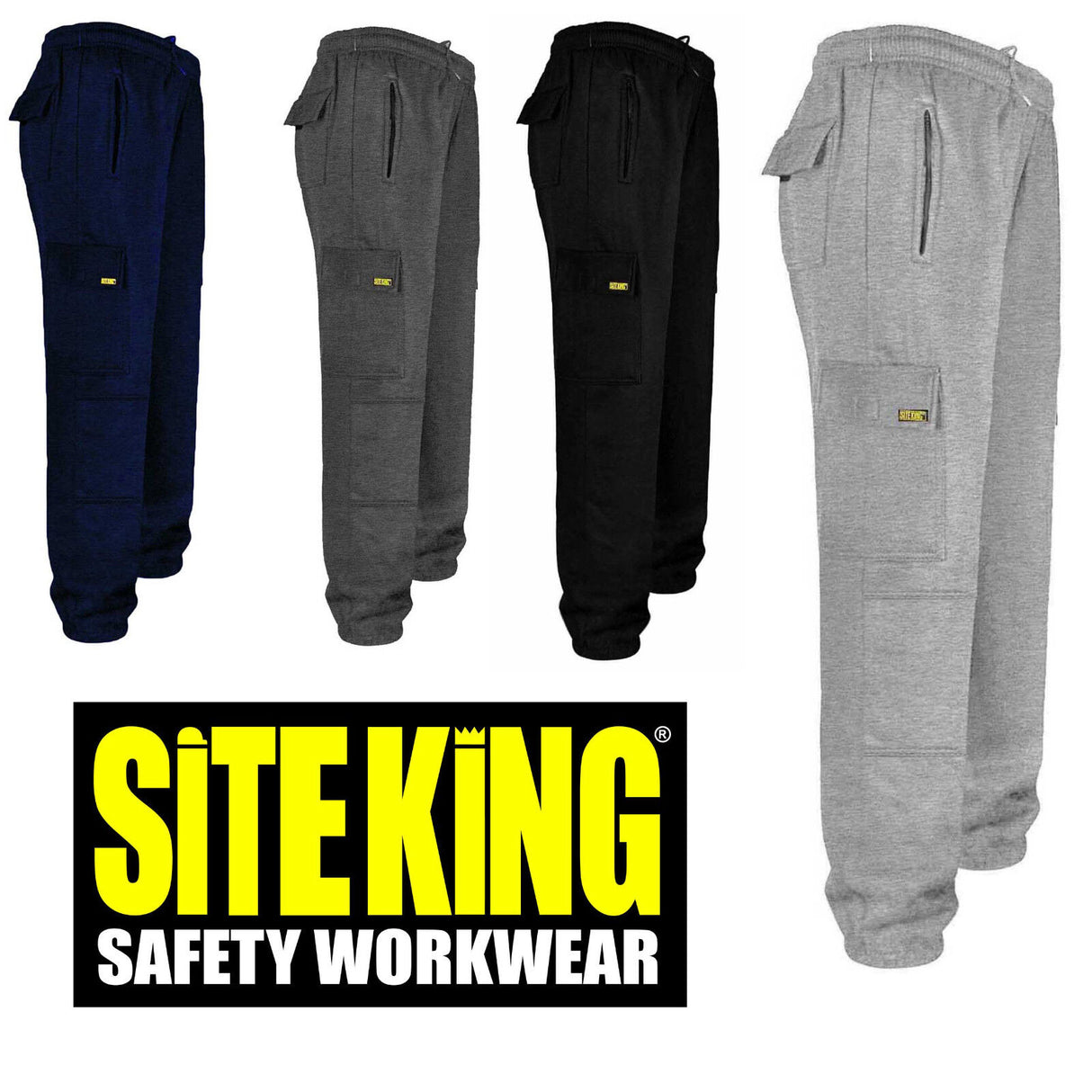 SITE KING Mens Work Tracksuit Jogging Bottoms Trousers & Knee Pad Pockets