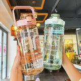 Portable Water Bottle Plastic Cup With Straw